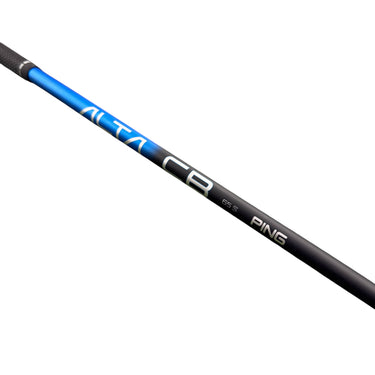 Mega Golf Alta CB 65 Stiff graphite golf shaft with blue accents and PING branding. #3 Wood loft, 0.25" short.