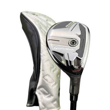 Mega Golf Taylormade Qi35 hybrid golf club with Ventus Blue graphite shaft and headcover. Right-handed, 19° loft.