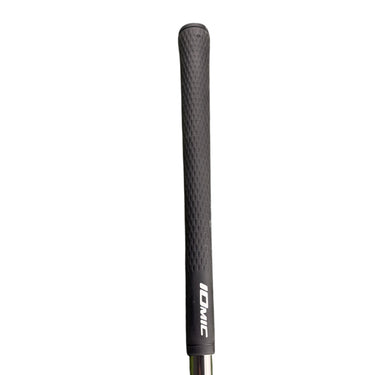 Mega Golf Accra TZ Five 50 M5 X-Stiff graphite driver shaft with black Iomic grip and Ping adapter.