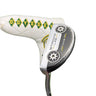 Mega Golf Odyssey Stroke Lab Nine putter, 34 inch, left hand. White headcover with green and yellow Odyssey logo.
