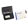 Ben Sayers LX600 golf rangefinder, white with blue accents, includes black protective case.