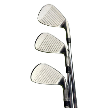 Mega Golf Taylormade M6 irons 5-PW-AW, left-handed with KBS Max 85 regular steel shafts on grass.