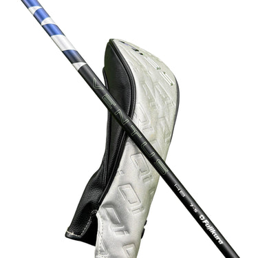 Mega Golf Taylormade Qi35 hybrid golf club with Ventus Blue HB 7-S stiff graphite shaft and headcover.