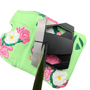 Mega Golf Taylormade Spider 5K ZT 35" right-handed graphite putter with black and silver head and floral headcover.