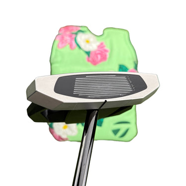 Mega Golf Taylormade Spider 5K ZT 35" right-handed graphite putter with floral headcover.