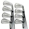 Mega Golf: Set of 8 Titleist 620 CB forged irons (3-Pw) with steel shafts and Golf Pride grips on grass.