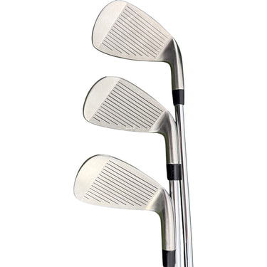 Wilson Stretch XLS left-handed steel iron golf club set (6-PW-SW) with regular flex shafts.